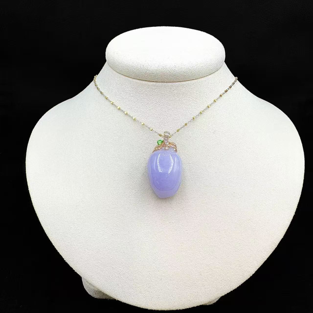 18K玫瑰金真鑽紫翡壽桃墜飾M2