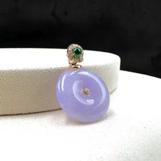 18K玫瑰金真鑽紫翡平安扣吊墜M2