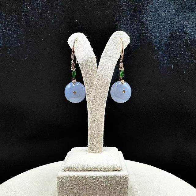 18K金真鑽紫羅蘭鼓珠耳環M2