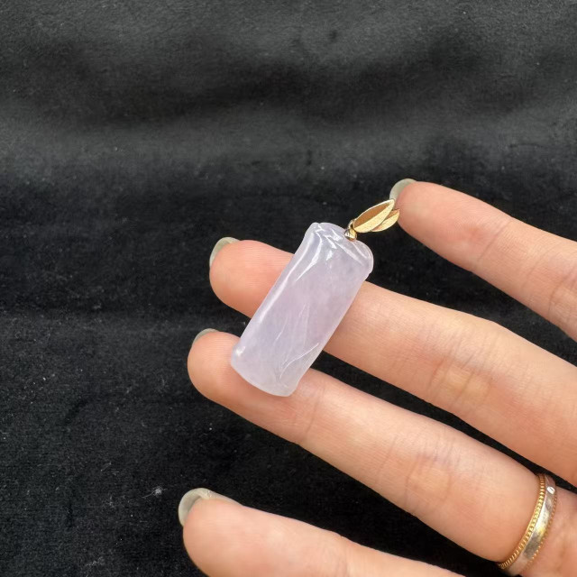 18K玫瑰金冰糯種紫翡翠竹節吊墜M2