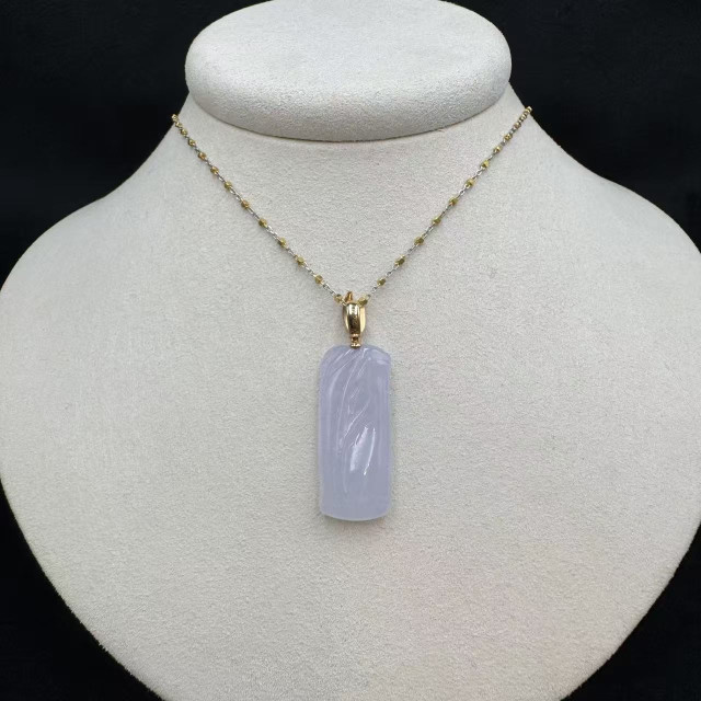 18K玫瑰金冰糯種紫翡翠竹節吊墜M2