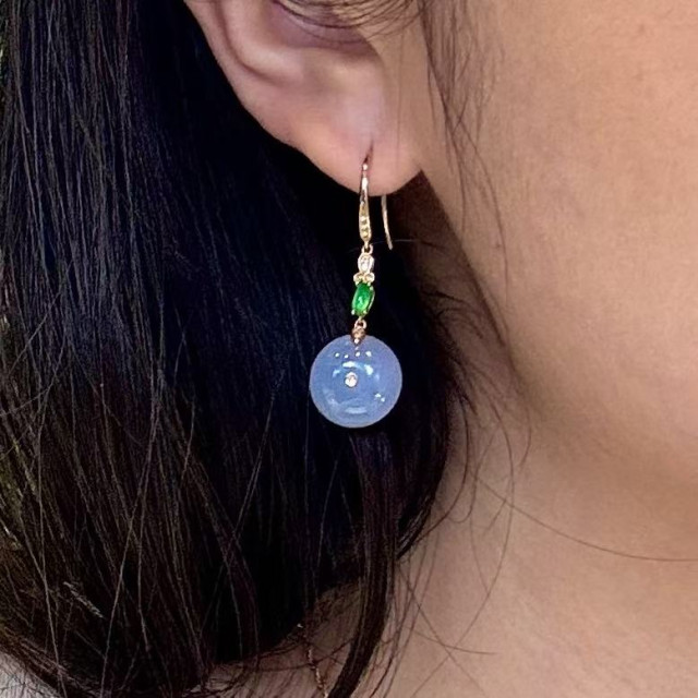 18K金真鑽紫羅蘭鼓珠耳環M2