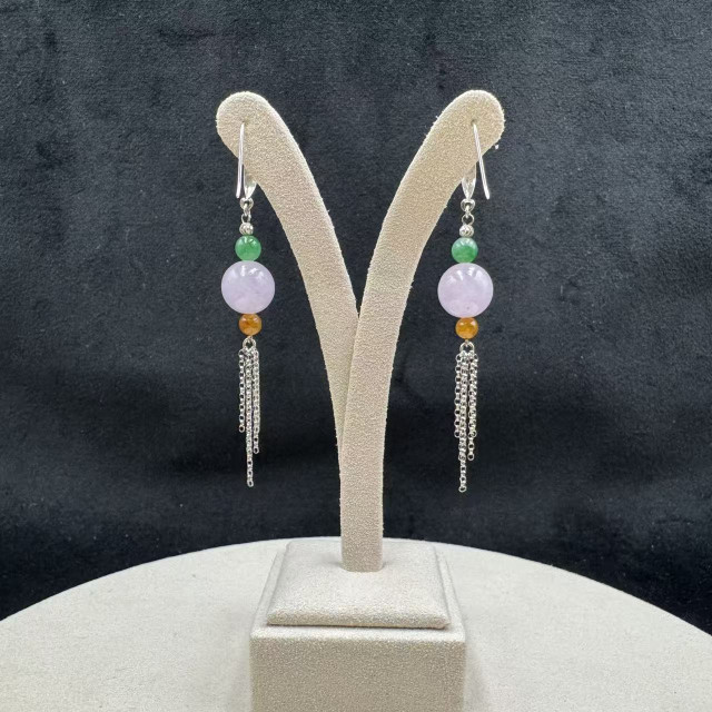 18K金真鑽紫珠流蘇耳環M2