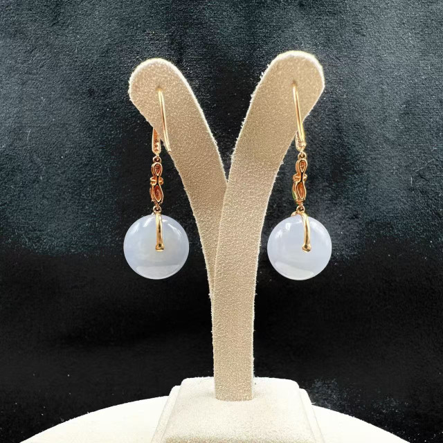 18K金真鑽紫羅蘭鼓珠耳環M2