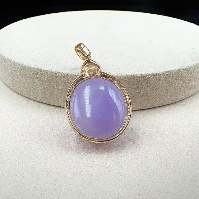 18K金真鑽紫翡大蛋面吊墜M2