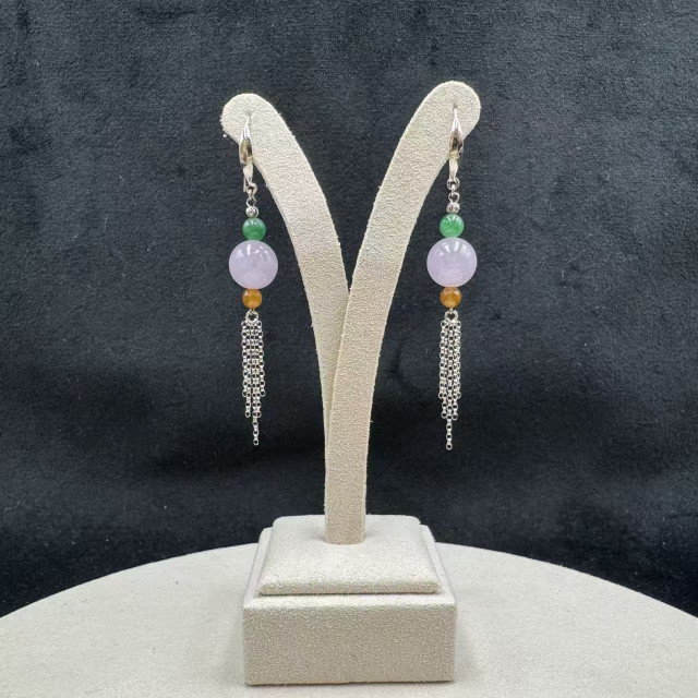 18K金真鑽紫珠流蘇耳環M2