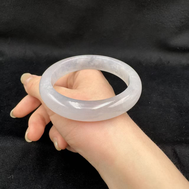 玻璃種白翡翠平安玉鐲M1