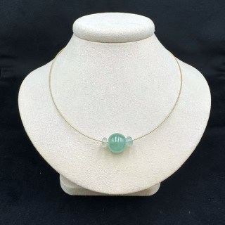 18K金冰種翠綠圓珠造型項鍊M1