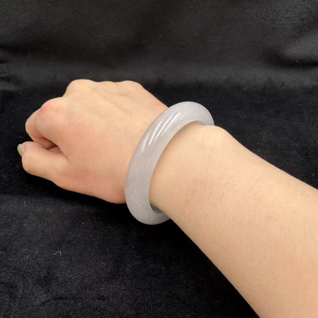 玻璃種白翡翠平安玉鐲M1