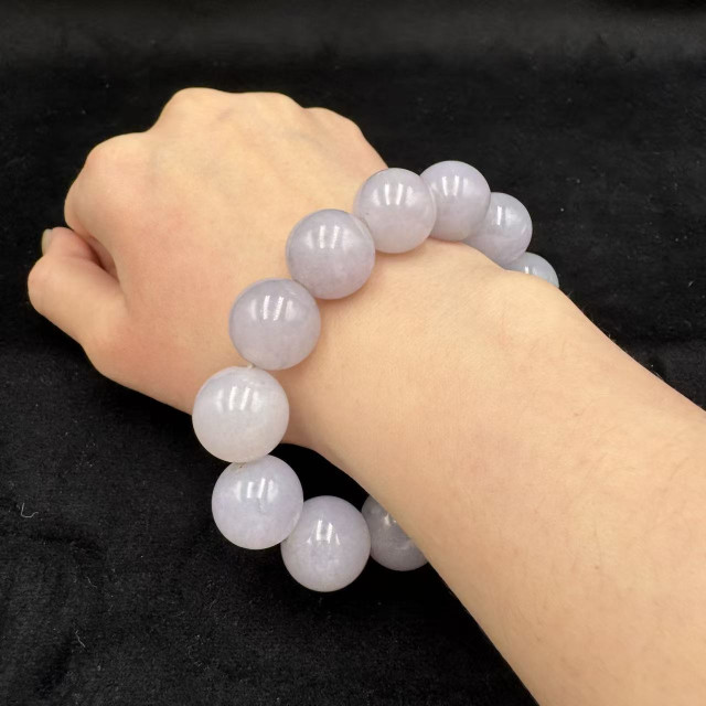 冰糯種紫翡翠珠串M1