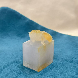 冰種黃翡蜜蜂鈕頭印章