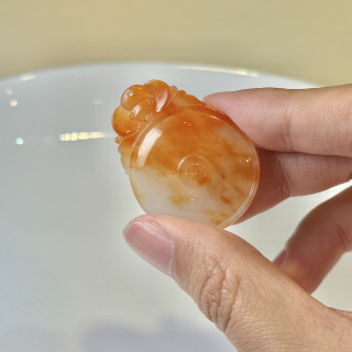 紅翡蝙蝠平安扣墜飾