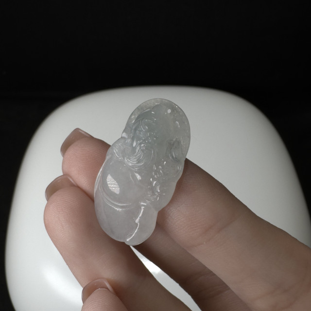 白翡關公墜飾