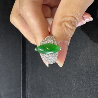 18K真鑽綠翡馬眼戒指