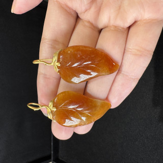 紅翡葉耳環