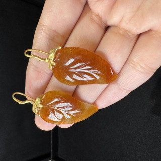 紅翡葉耳環