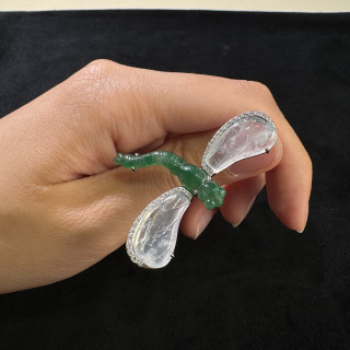 18K翡翠蜻蜓胸針
